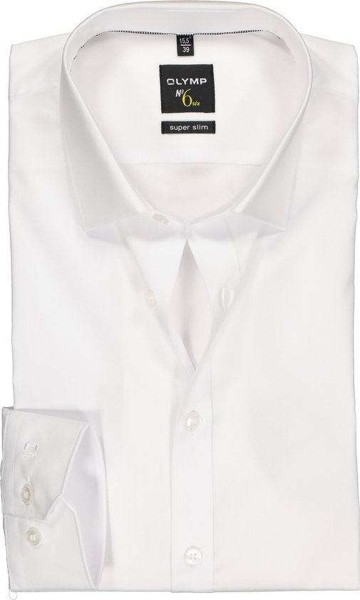 OLYMP No. Six super slim fit overhemd - wit - Strijkvriendelijk - Boordmaat: 44