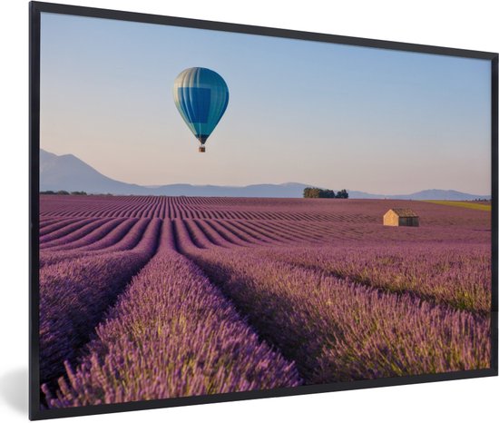 Affiche avec cadre Montgolfière - Fleurs - Berg - Lavande - 120x80 cm