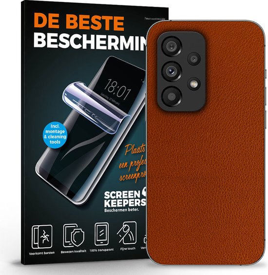 Screenkeepers Bruin leer – Telefoon skin – Geschikt voor Huawei Y5 (2019) – TPU – Achterkant sticker