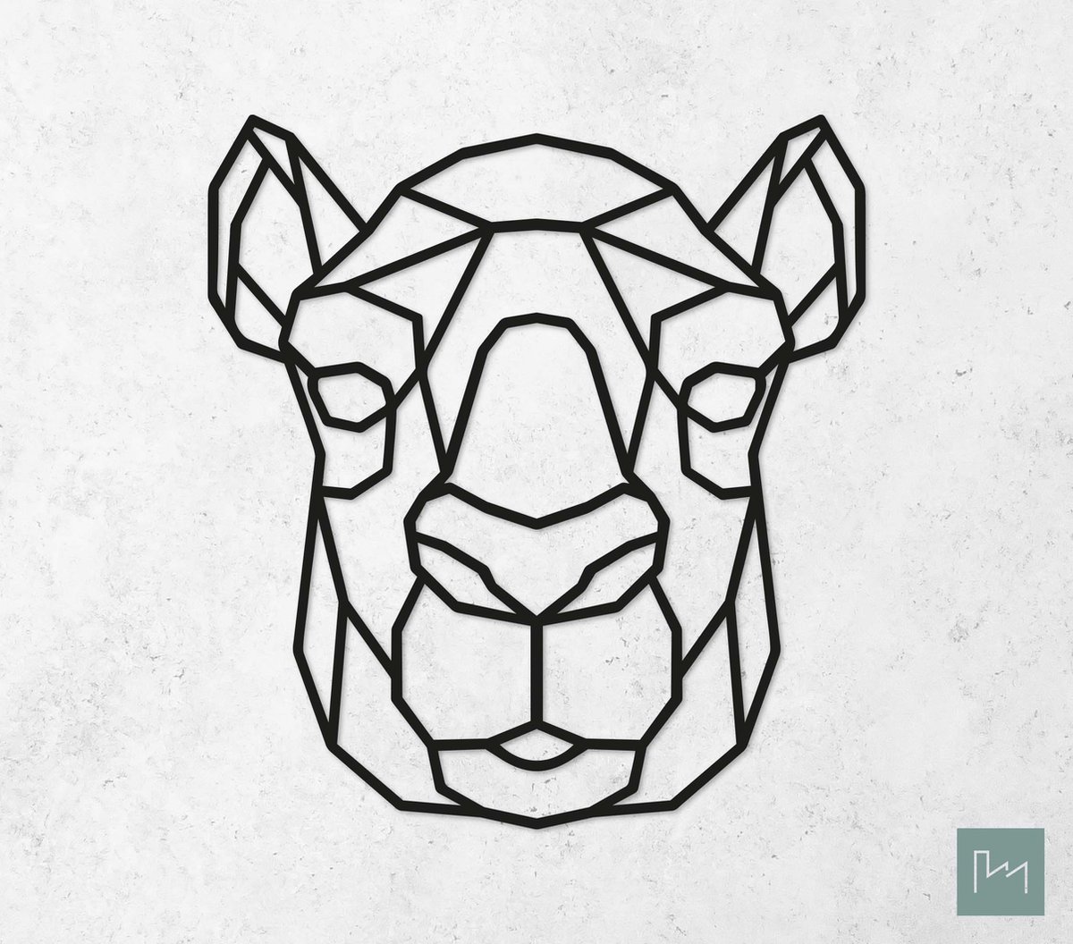 Laserfabrique Wanddecoratie - Geometrische Kameel - Medium - Zwart - Geometrische dieren en vormen - Houten dieren - Muurdecoratie - Line art - Wall art