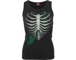 Spiral Mouwloze top -S- HEART RIBS - GLOW IN THE DARK Zwart
