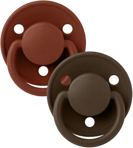 BiBS De Lux Pacifier One Size Fopspeen 2 stuks Rust / Mocha