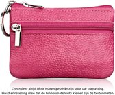 Donker roze Leren Autosleutel etui met sleutelring - 10 x 7 cm - Echt Lederen autosleutel beschermhoes - Car Key Wallet - Portemonnee