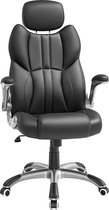 Bol.com SIGNATURE HOME Draaistoel - Bureaustoel - lederlook - beuty in zwart - ergonomische draaistoel - met opklapbare armleuni... aanbieding