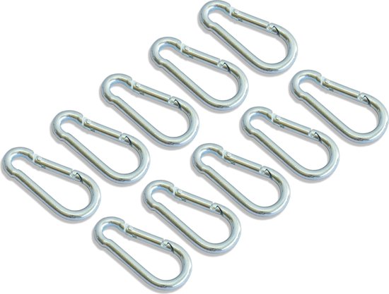 AMIG Karabijnhaak 5 x 50mm – Gegalvaniseerd Staal – 10 stuks – carabiner – musketonhaak