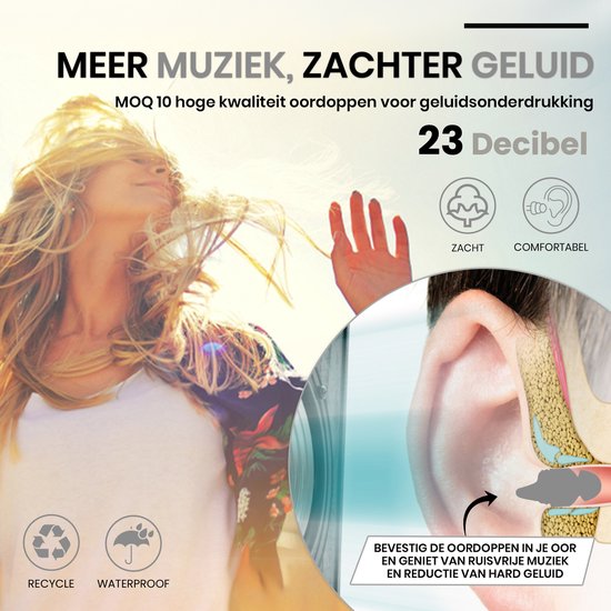 TibaGoods Oordoppen - Gehoorbescherming - 21 dB - Incl. opbergdoosje - Transparant - Muziek festival - Concert - Uitgaan - Zwemmen - Studeren of werken