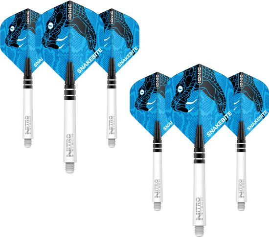 RED DRAGON - Peter Wright Snakebite Hardcore Nitrotech Blauw Vlucht en schachtcombinatie - 3 sets per pakket (9 dartvluchten in totaal) van Red Dragon — afbeelding 2