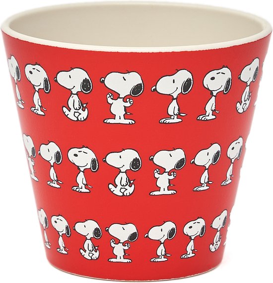 Quy Cup - 90ml Ecologische Reis Beker - Espressobeker “Peanuts Snoopy 4 Red” 7x7x7cm