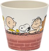 Quy Cup - 90ml Ecologische Reis Beker - Espressobeker “Peanuts Snoopy Wall” 7x7x7cm