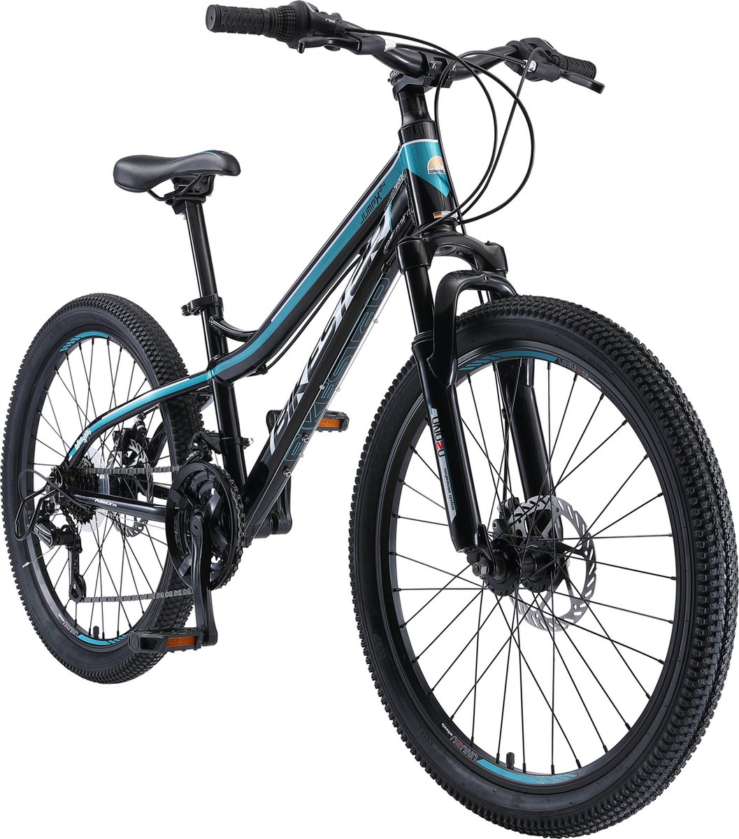 Bikestar 24 inch hardtail MTB 21 speed zwart blauw