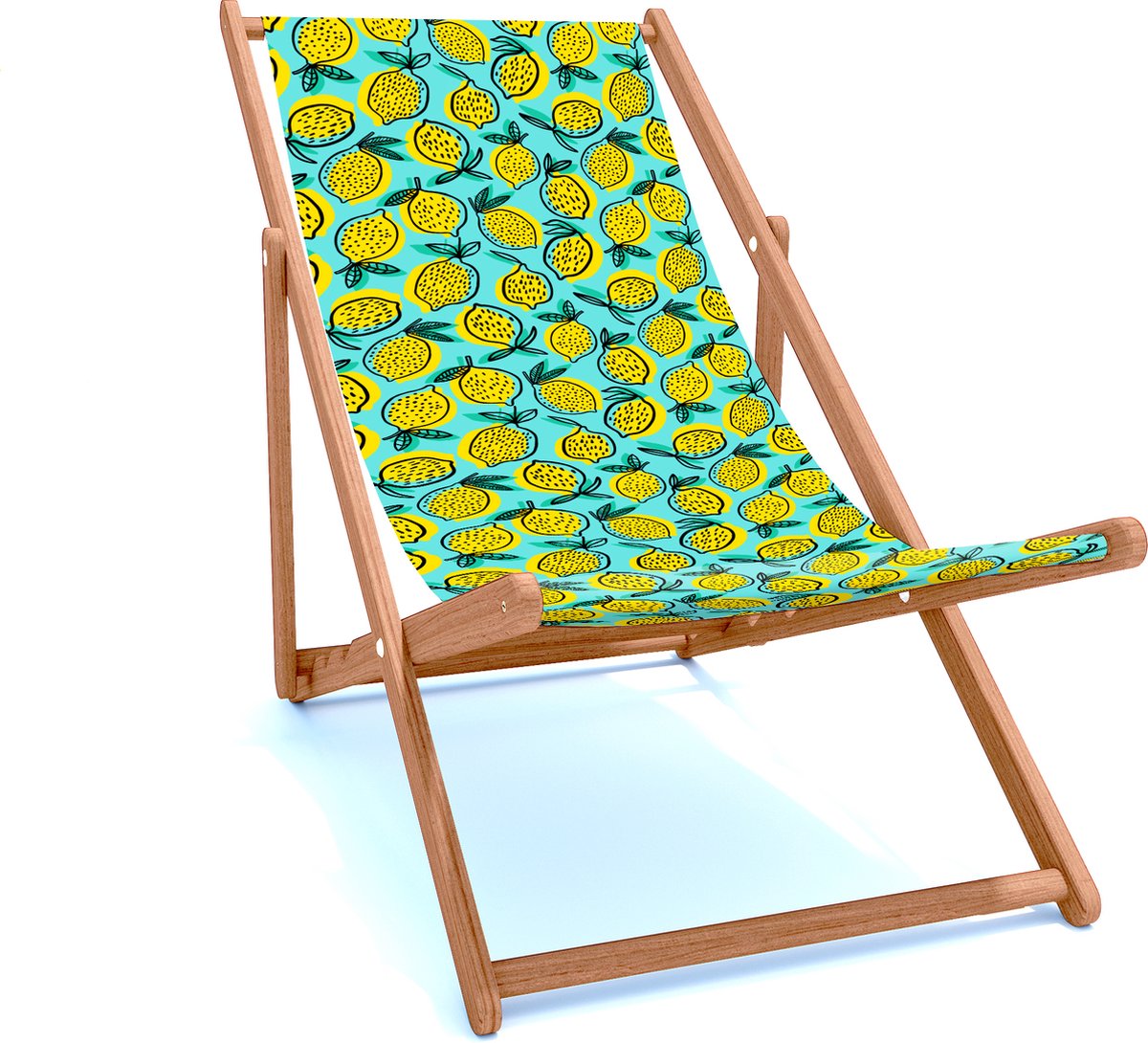 Holtaz Strandstoel Hout Inklapbaar Comfortabele Zonnebed Ligbed met verstelbare Lighoogte houten frame met stoffen Zomer