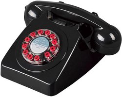 WILD & WOLF 746 Klassieke Retro vaste telefoon - met druktoetsen - zwart