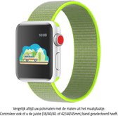 Neon Geel - Grijs - groenig Nylon Horloge Band geschikt voor Apple Watch 1, 2, 3, 4, 5, 6, 7, 8, SE & Nike+, 42mm, 44mm & 45mm "Mannenbreedte" Series - Zacht Geweven Nylon - 42 mm, 44 mm en 45 mm - yellow grey greenish