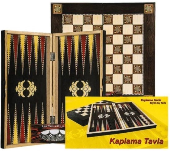 Afbeelding van het spel ESER Parelmoer Houtfineer Backgammon - Groot Maat- 48.5 x 25 x 6