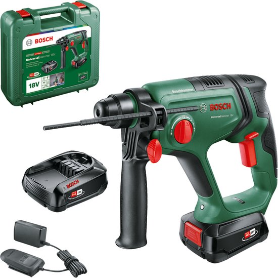 duizend Eervol Verplicht Bosch UniversalHammer 18V Accu Boorhamer - 2.0 J - Met 2 x 18 V accu (2.5  Ah) en lader... | bol.com