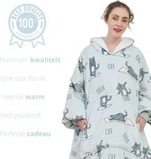 Q- Living Fleece Blanket With Sleeves - 1340 grammes - Couverture à capuche - Sweat à capuche surdimensionné - Couverture TV - Yoga Cat