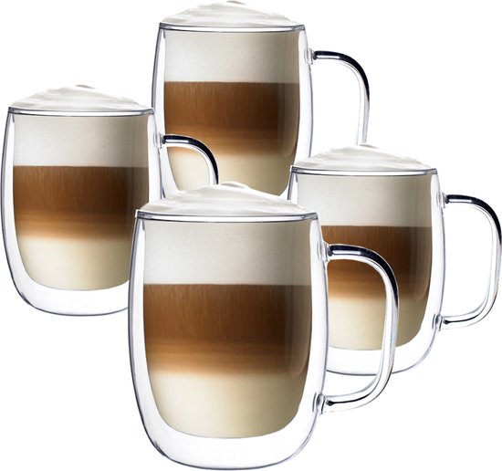 Luxe Latte Macchiato Glazen Met Oor - Dubbelwandige Koffieglazen - Cappuccino  Glazen -... | bol.com