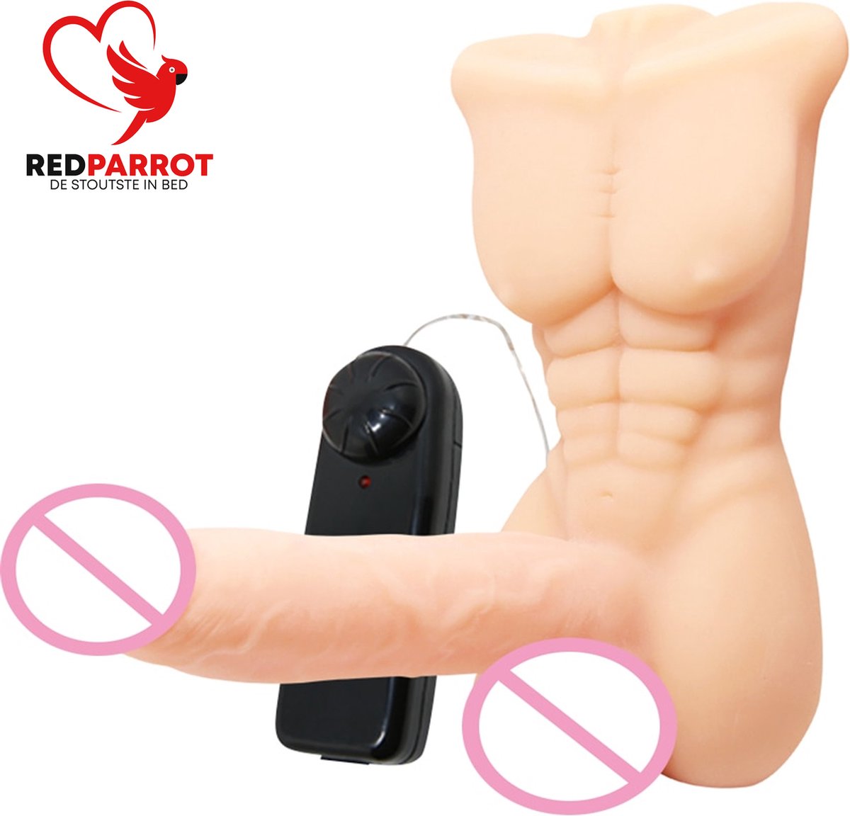 Goedkoopste Torso met dildo | Seks pop torso | Vibratiestanden | Inclusief afstandsbediening | Hoogwaardige siliconenrubber | Luxe uitvoering