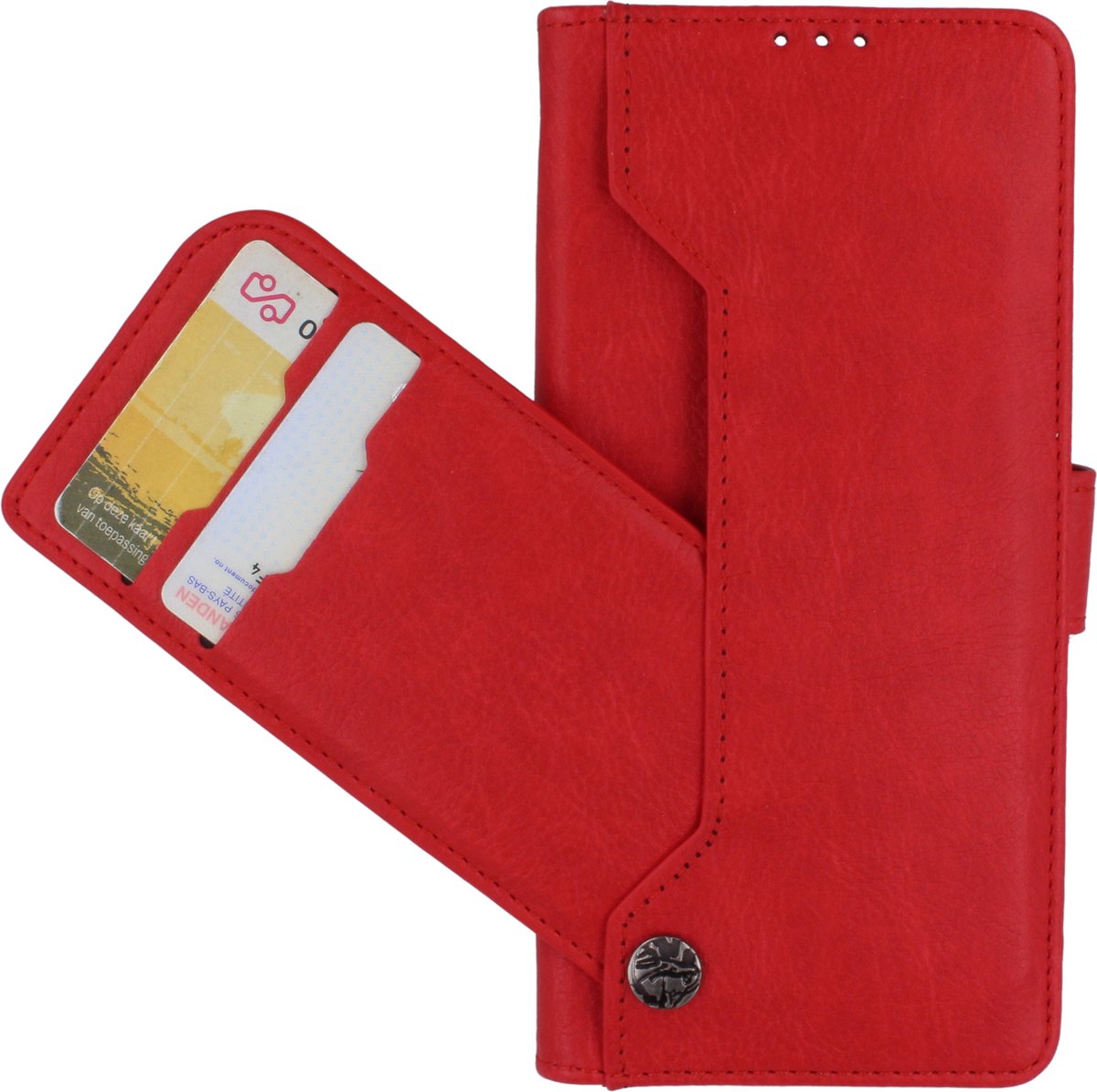 iPhone 13 Mini TPU/Kuntstleer - hoesje Rood Boekhoesje - wallet case