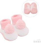 Soft Touch Babyslofjes Gehaakt Met Pompom Roze Meisjes 3-6 Maanden CRS11