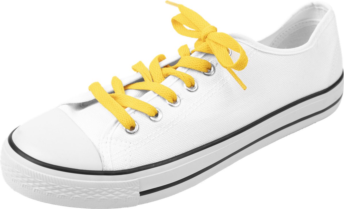 Sneakerveters | Platte gele veters | lengte: 100cm | 8 mm breed