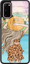 Casimoda® hoesje - Geschikt voor Samsung Galaxy S20 - Sunset Girl - Luxe Hard Case Zwart - Backcover telefoonhoesje - Multi