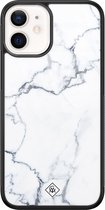 Casimoda® hoesje - Geschikt voor iPhone 12 Mini - Marmer Grijs - Luxe Hard Case Zwart - Backcover telefoonhoesje - Grijs
