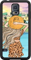 Casimoda® hoesje - Geschikt voor Samsung Galaxy S5 - Sunset Girl - Zwart TPU Backcover - Geen opdruk - Multi