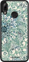 Casimoda® telefoonhoesje - Geschikt voor Huawei P Smart (2019) - Mandala Blauw - Zwart TPU hoesje - Backcover - Blauw - Geometrisch patroon