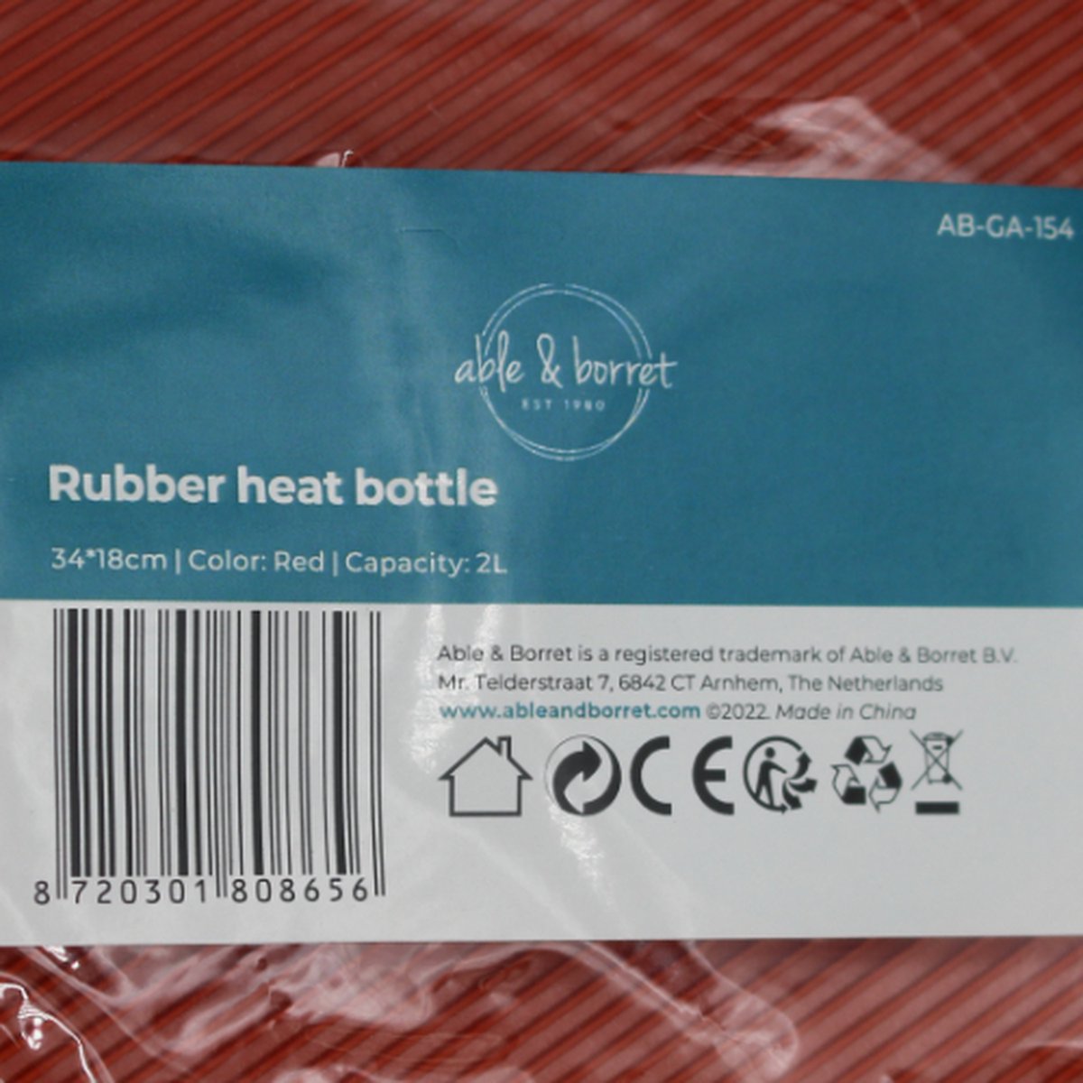 Warmtekruik | Kruik | Warmwaterkruik | Rubber | 2 liter | Rood | Able & Borret – foto 3