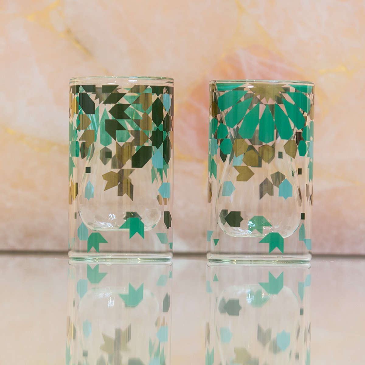 Gift Box met 6 Mirrors Emerald Dubbelwandige Theekopjes