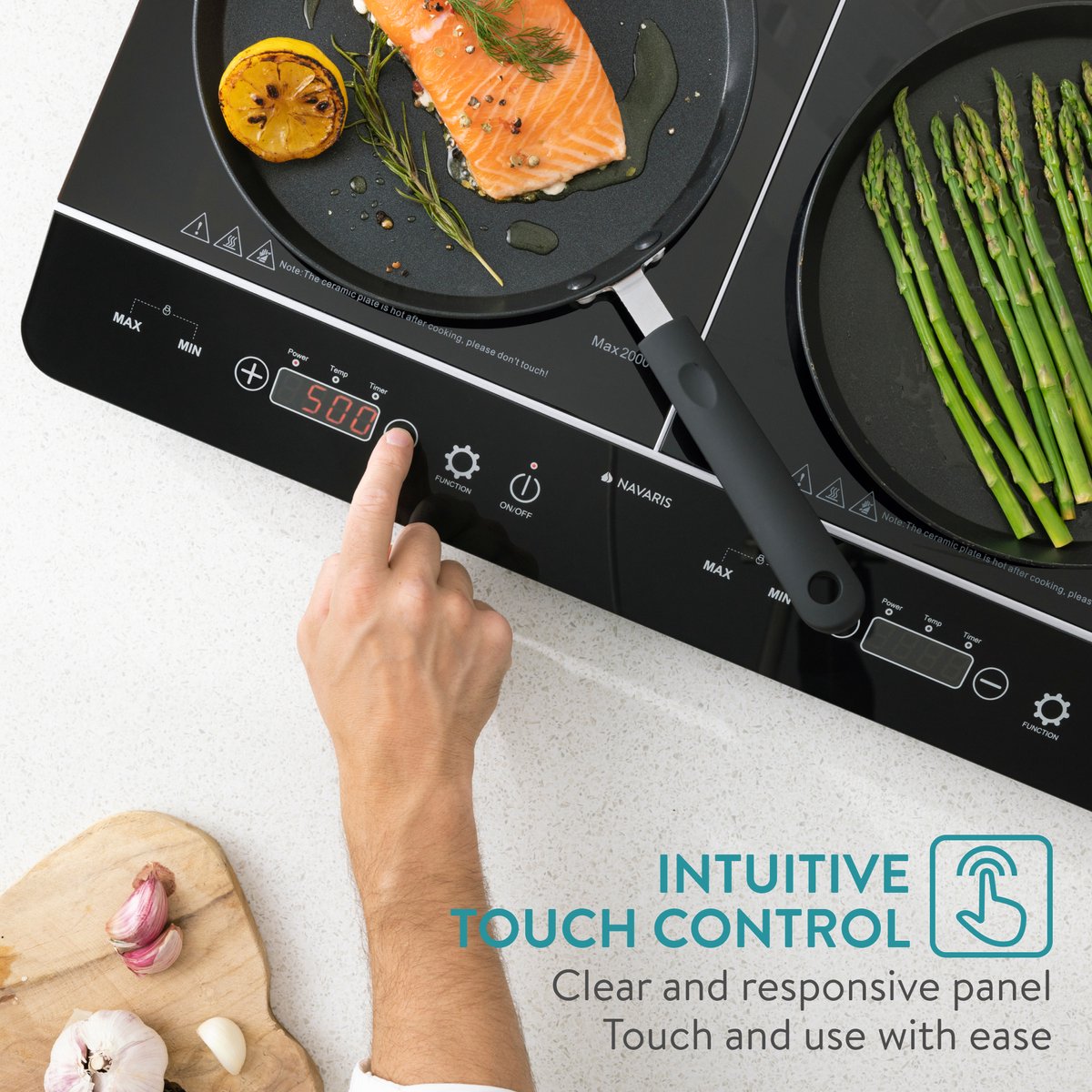 AMZCHEF Inductiekookplaat, 2000 W, enkele inductiekookplaat met slank design, 20 standen, 20 temperatuurinstellingen, veiligheidsvergrendeling, 3-uurs timer, zwart