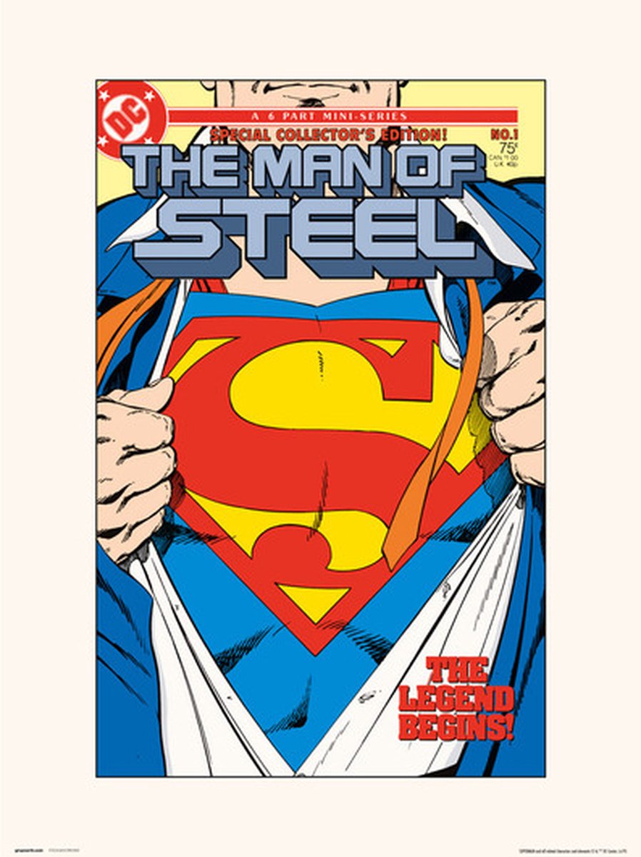 Grupo Erik Marvel Superman Man of Steel - Art Print 30x40 cm