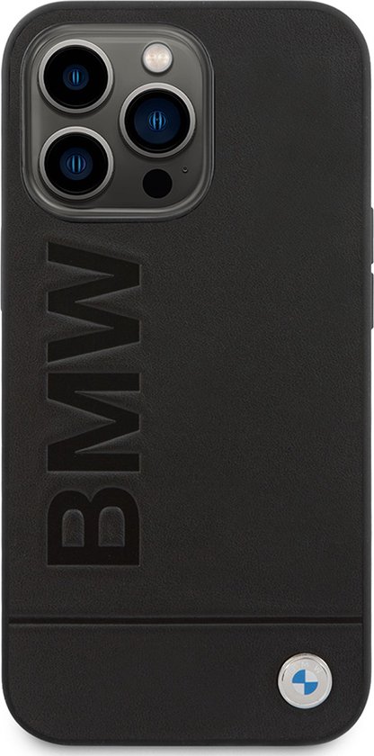 Coque arrière pour iPhone 14 Pro Max - BMW - Zwart uni - Cuir