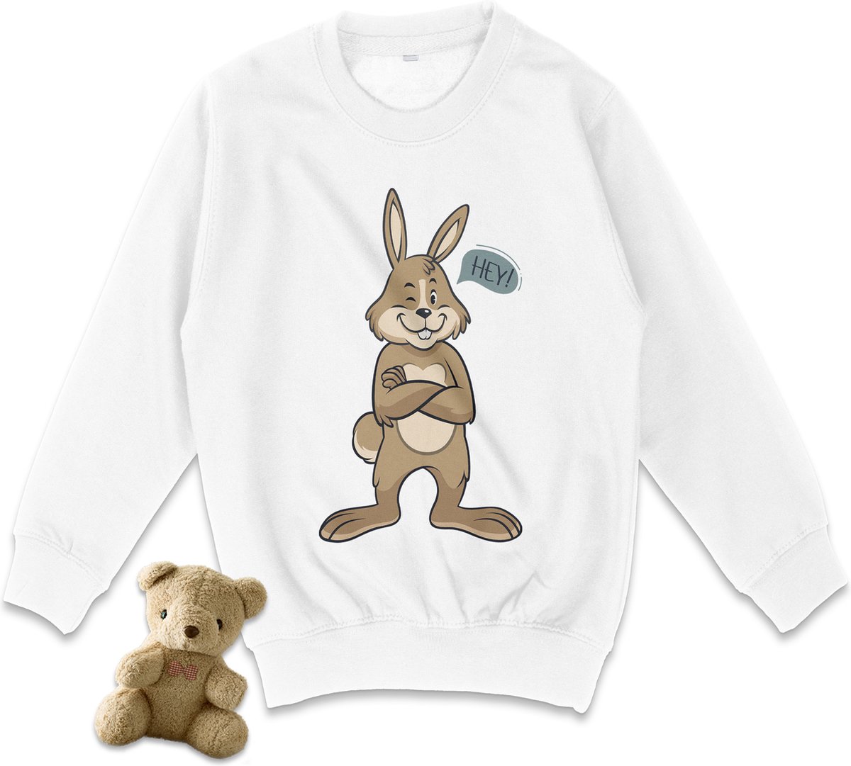 AWDis - Jongens en Meisjes Sweater Trui - Konijn - Wit - Maat 104 (XS)
