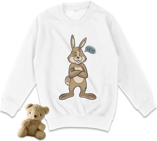 AWDis - Pull Pull Garçons et Filles - Lapin - Wit - Taille 104 (XS)