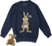 AWDis - Jongens en Meisjes Sweater Trui - Konijn - Donker Blauw - Maat 104 (XS)