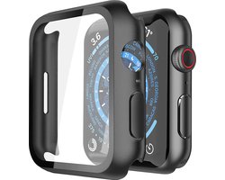 Screenprotector Glas + Hoesje geschikt voor Apple Watch SE 2022 40 mm - Volledig 360 Graden Case Bescherming
