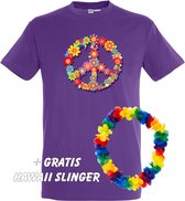 T-shirt Peace Flowers | Toppers in Concert 2022 | Toppers kleding shirt | Flower Power| Happy Together | Hippie Jaren 60 | Paars | maat XL