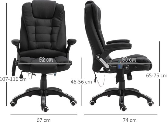 Vinsetto Bürostuhl massage, höhenverstellbarer Chefsessel, Gamingstuhl mit Fußstütze Massagefunktion, ergonomischer Drehstuhl, Massage Sessel, Leinen-Gefühl, Grau, 60 x 68 x 109-117 cm