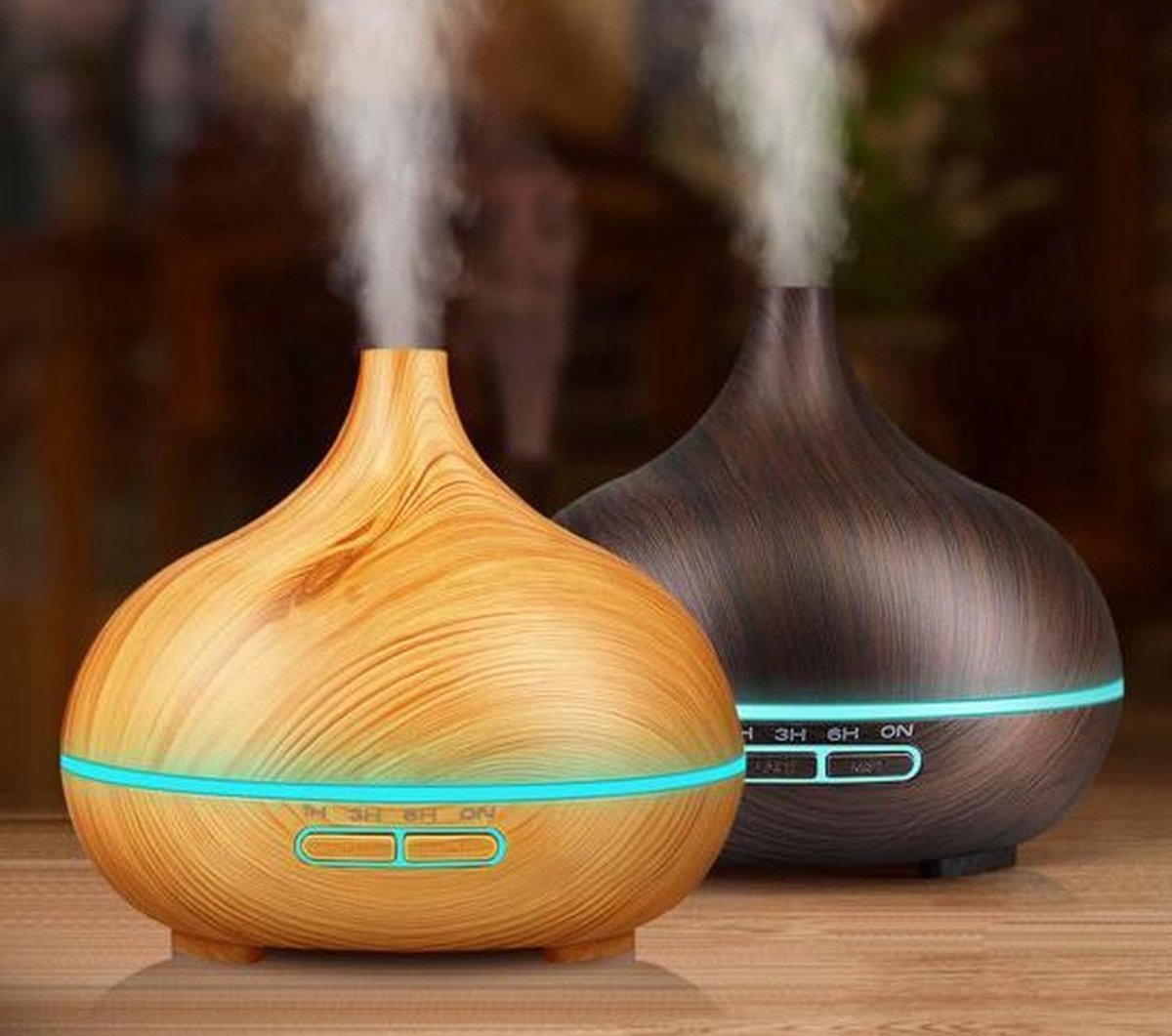 Aroma Diffuser 550ml met afstandsbediening, Vernevelaar - Luchtbevochtiger - bruin