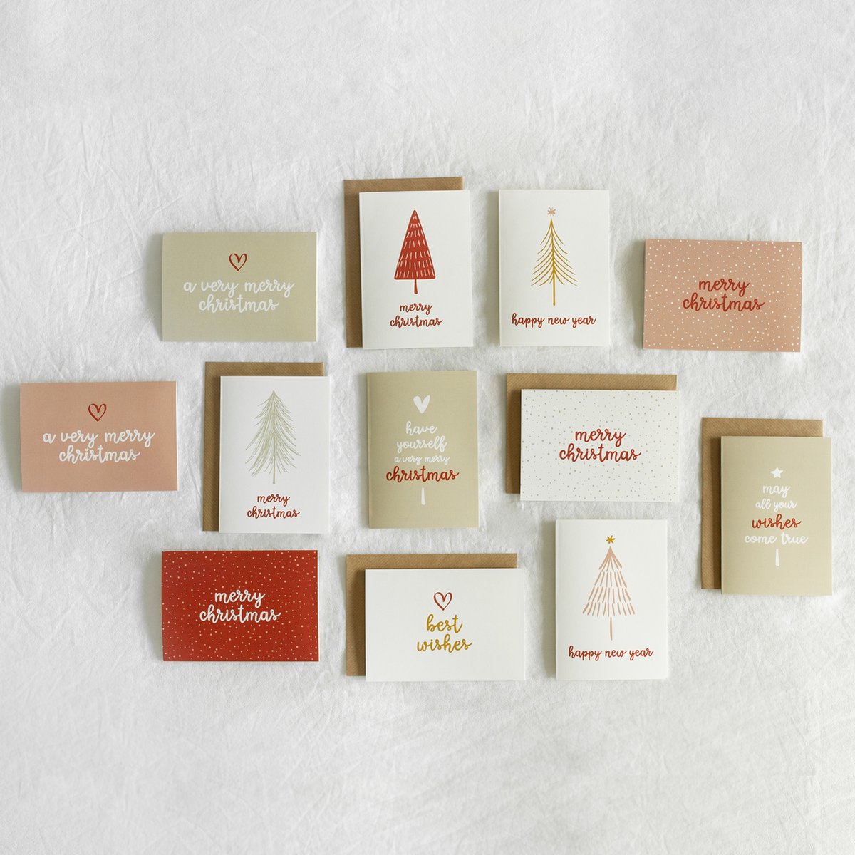 12x hippe gekleurde kerstkaarten (A6 formaat) - kerst kaarten om te versturen - kaartenset - kaartjes blanco - kaartjes met tekst - luxe kerstkaarten - feestdagenkaarten - kerstkaart - wenskaarten