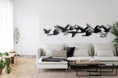 Wanddecoratie | Vliegende Vogels Zwerm/ Flying Birds Flock| Metal - Wall Art | Muurdecoratie | Woonkamer | Buiten Decor |Zwart| 117x25cm