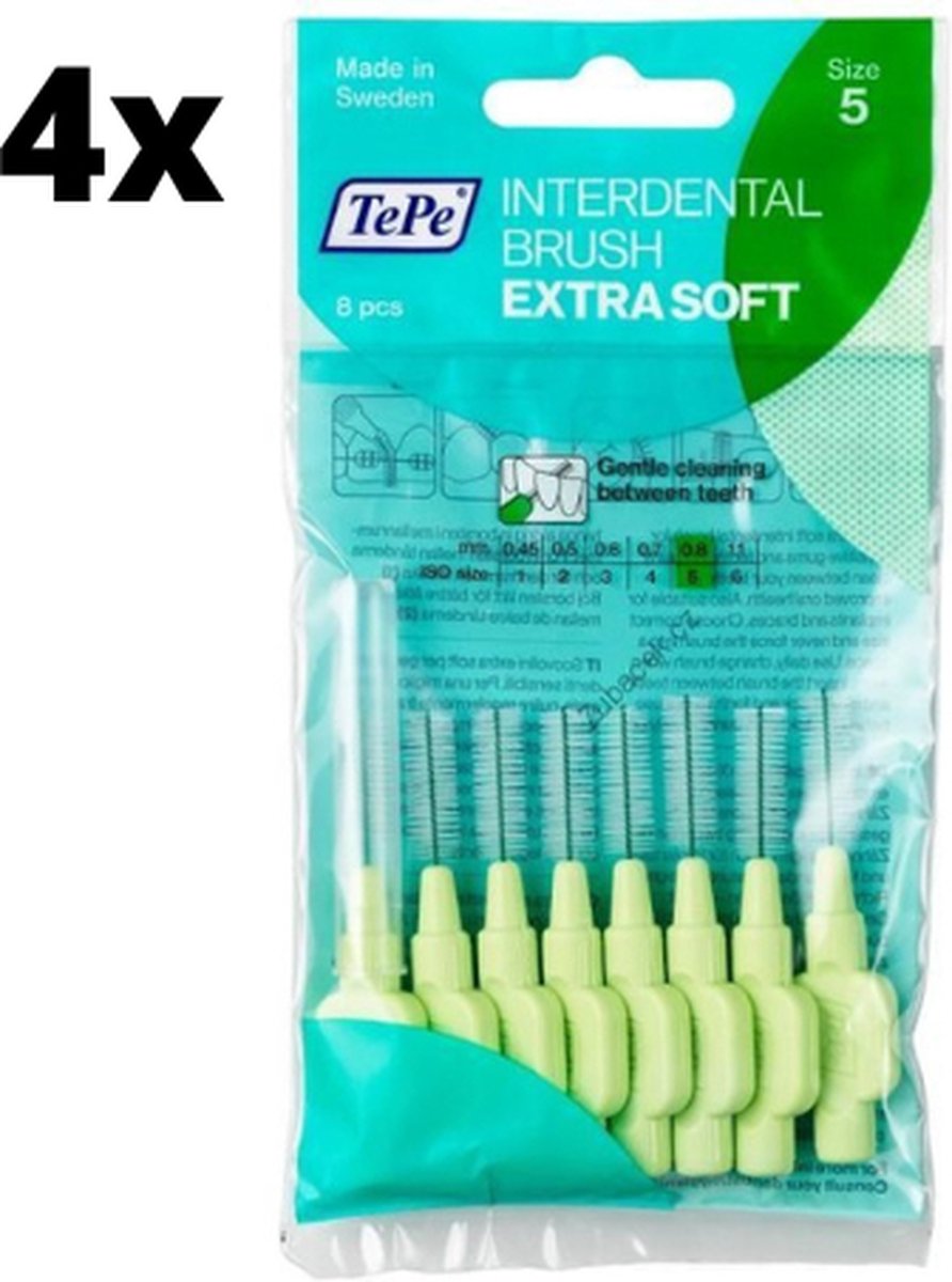 Goedkoopste TePe Extra Soft Lichtgroen 0,8mm - 4 x 8 stuks - Voordeelverpakking