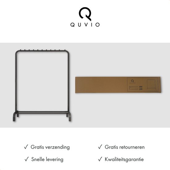 QUVIO Kledingrek met leggedeelte voor schoenen / Hoogte 150cm / Kledingstandaard met schoenenrek - Zwart