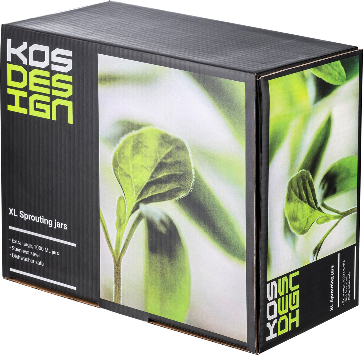 Kos Design Kiempotten - XL - RVS - Kiemschaaltje - Kiemglas - Kiemzaden - Kiemtoren - Kiemgroente - Vaatwasser Bestendig - 2 X 1000 ML Potten - Kiemdeksel — afbeelding 2