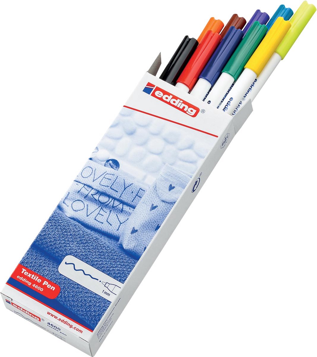 edding textielstiften 4600 - Set van 10 textielmarkers - Diverse kleuren - Watervaste inkt