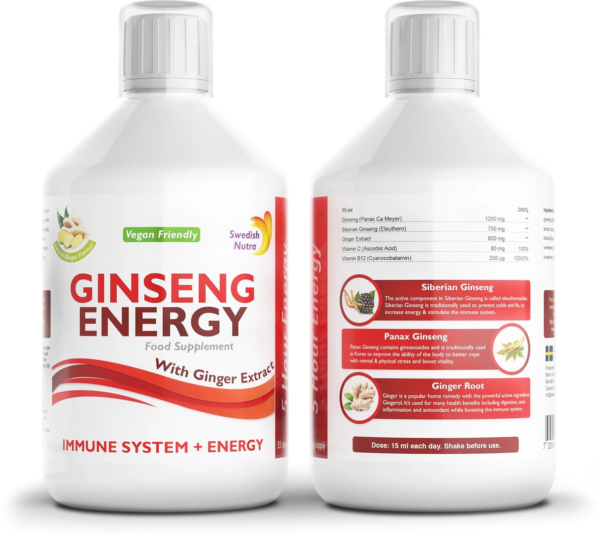 Goedkoopste Swedish Nutra- GINSENG ENERGIE - Vloeibare supplement - Gember