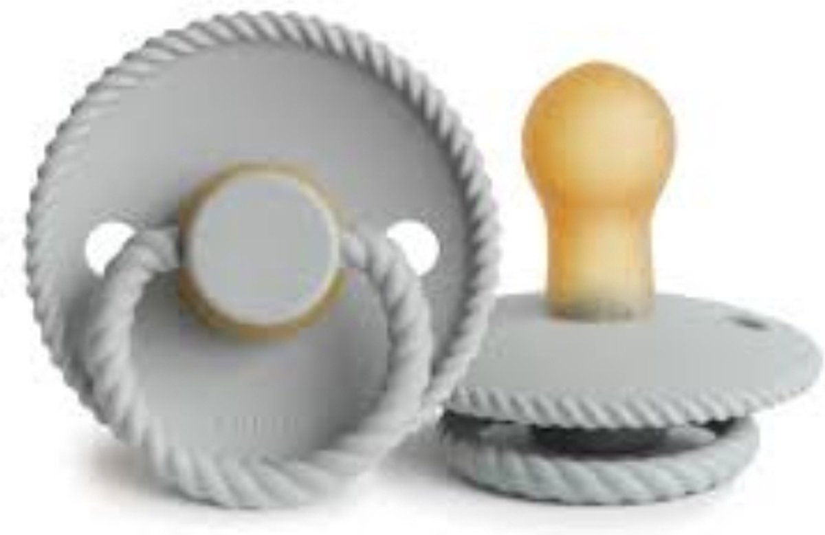 Goedkoopste Rope fopspeen Silver Gray - maat 1 - Latex - Geschikt voor baby's van 0 tot 6 maanden