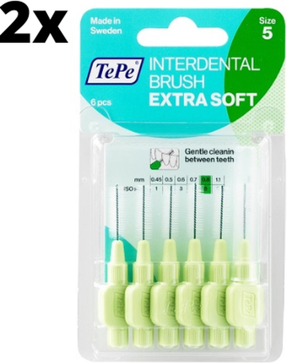Goedkoopste TePe Extra Soft Lichtgroen 0,8mm - 2 x 6 stuks - Voordeelverpakking